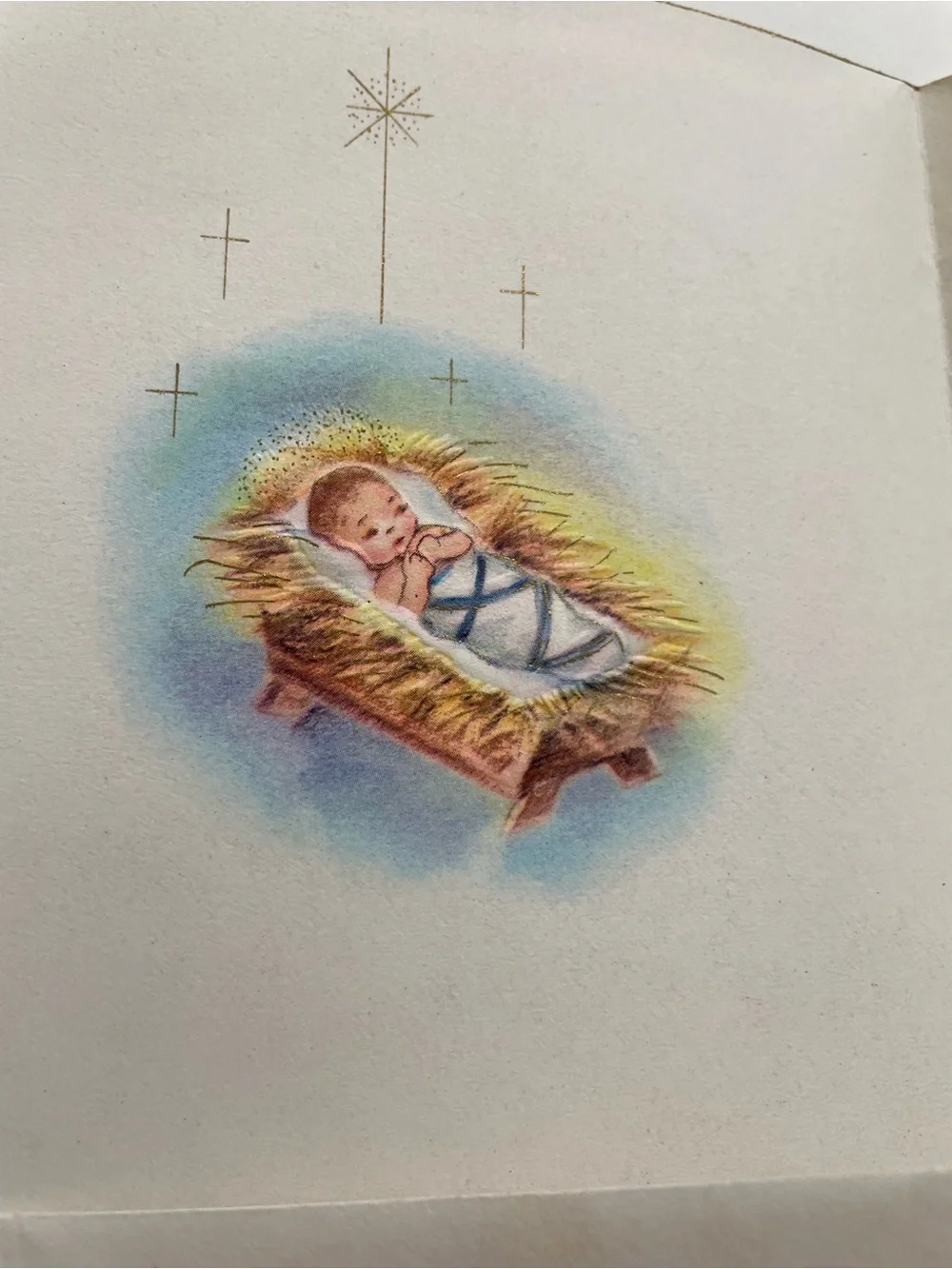 Vintage Religious Christmas Card with Virgin Mary Holding Baby Jesus